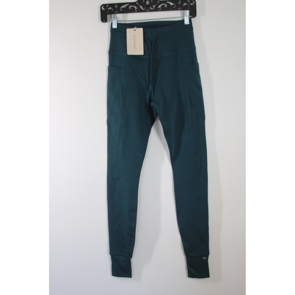 NWT Branwyn S Teal Merino Wool Athleisure Leggings High Waisted Pockets Joggers
